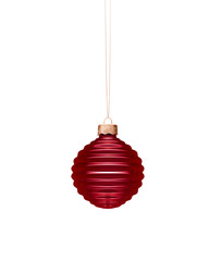 Burgundy red ribbed Christmas ball