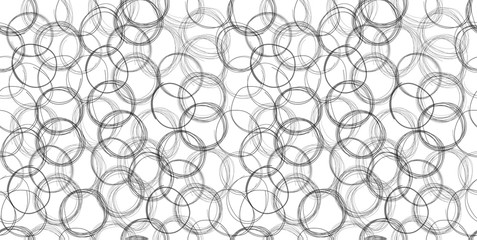 Vector Seamless pattern with scribble circles, black and white illustration, monochrome background, minimal design.