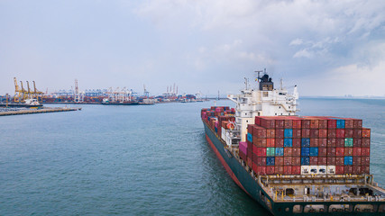 Cargo containers ship logistics transportation Container Ship Vessel Cargo Carrier. import export...