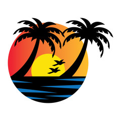 beach logo outline vector.