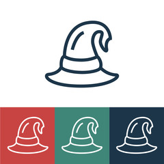 Linear vector icon with witch hat