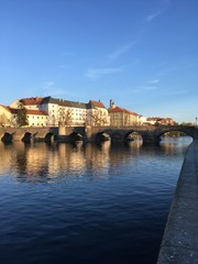 Obraz premium Old stone bridge in Czech town Písek from 13th century