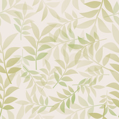 Botanical seamless pattern of delicate and stylized leaves