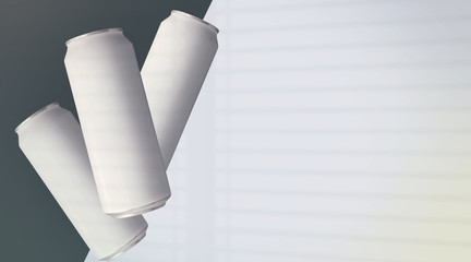 Three Floating Matte Tin Mockups Black White Background