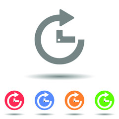 Arrow with time icon vector logo with isolated background