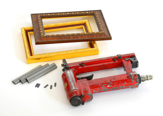 Framing tools. Put the gun fire wood wedge rear style on and off the frame and put on the white...
