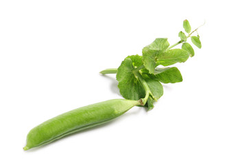 Tasty fresh peas on white background