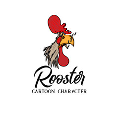 head rooster smoke illustration design logo cartoon. rooster logo character. rooster mascot logo.