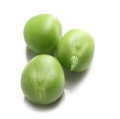 Tasty fresh peas on white background