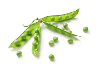 Tasty fresh peas on white background