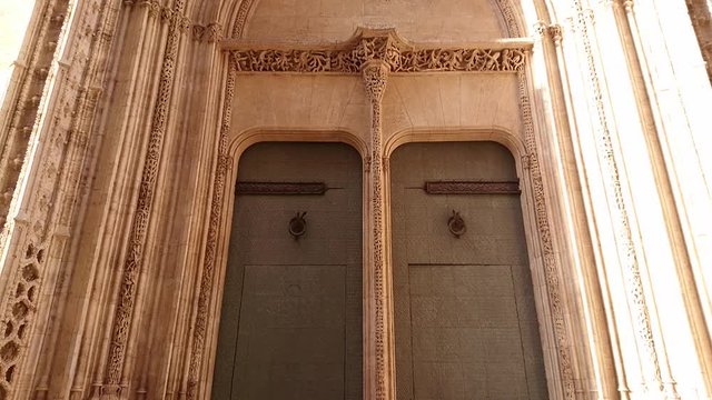 Side facade of the Llotja de la Seda (Medieval Silk Exchange) in Valencia, Spain
