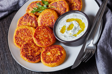 Easy baked butternut squash fritters with yogurt