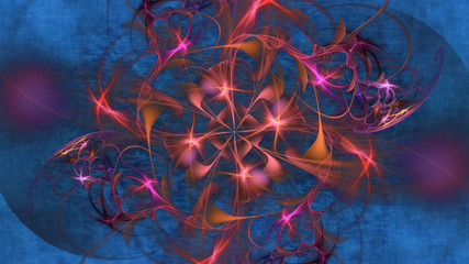 3d effect - abstract pink blue fractal pattern