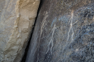 Fototapeta premium Rock Art, Petroglyphs, Carvings in Gobustan, Azerbaijan