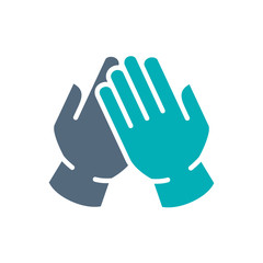 Medical latex gloves colored icon. Hand disinfection, infection prevention symbol