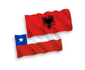 Flags of Albania and Chile on a white background