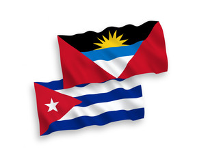 Flags of Antigua and Barbuda and Cuba on a white background