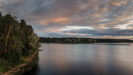 Beautiful lake in summer evening, National park Mari El, Russia