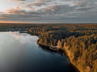 Beautiful lake in summer evening, National park Mari El, Russia