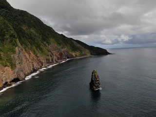Fototapeta na wymiar 伊豆大島の海岸と筆島