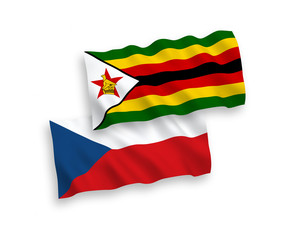 Flags of Czech Republic and Zimbabwe on a white background