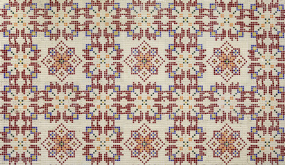 Checkered traditional Bulgarian ceramic mosaic tile background pattern. Architectural mosaic...