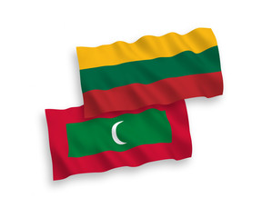 Flags of Lithuania and Maldives on a white background
