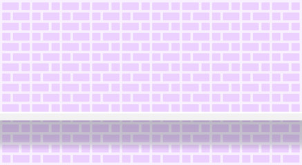 purple soft brick wall pattern with shelf for background, modern pastel purple wall brick pattern for decoration architecture, brick tile wall and plank shelf, brick tiled grid of toilet wall