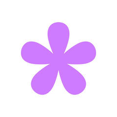flower purple simple shape isolated on white background, purple flowers single, petals flower purple for clip art, illustration flower for kids, flower petals graphic for card decoration