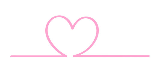 doodle heart shape in a line pink isolated on white, pink heart shape on line strip row, heart shape art line sketch brush for valentine, heart sign with hand drawn for element wedding icon love card