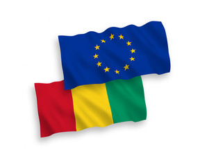 Flags of European Union and Guinea on a white background