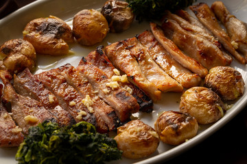 Sliced black pig meat 