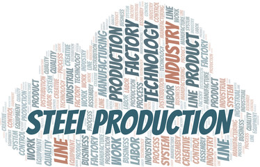 Steel Production word cloud create with text only.