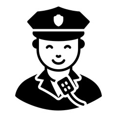 
Male cop wearing cap, flat vector of policeman
