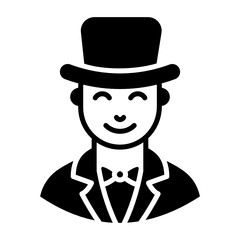 Man wearing hat, magician flat vector style 