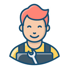 
Design of technician man, flat vector of mechanic 

