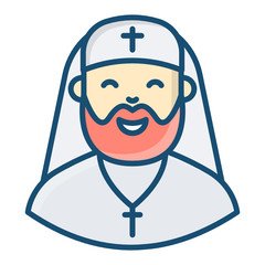 
Religious person who serves at church, orthodox flat vector 

