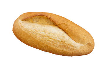 Closeup on a turkish bread also called ekmek locally. Object cut out on a white background ready for color toning.