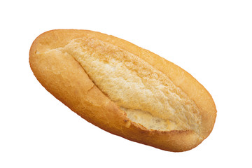 Closeup on a turkish bread also called ekmek locally. Object cut out on a white background ready for color toning.