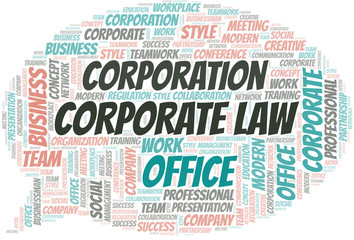 Corporate Law vector word cloud, made with text only.
