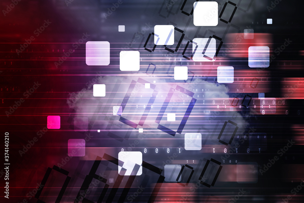 Poster 2d illustration abstract digital binary data on computer screen