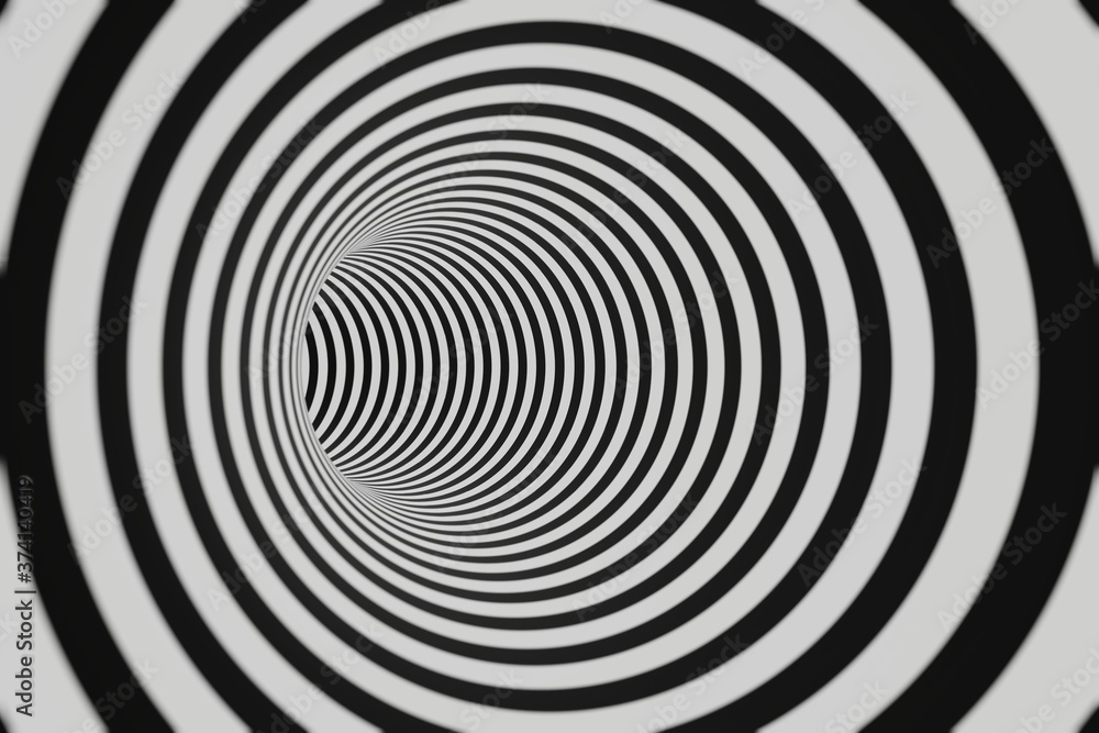 Aufkleber black and white striped tunnel animation background animation 3d rendering