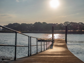 sun rising over the pontoon