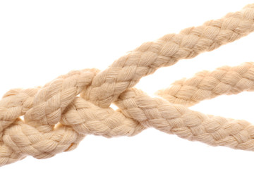 Braided rope on white background