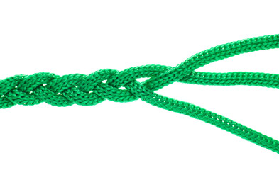 Braided rope on white background