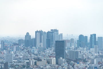 Naklejka na ściany i meble Tokyo, Japan - Mar 28, 2019:Asia business concept for real estate and corporate construction - panoramic modern city skyline aerial view of Ikebukuro in tokyo, Japan