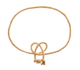 Frame made of rope on white background