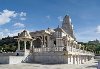 Birla Temple or Laxmi Narayan temple made of marble in Jaipur, Rajsthan.