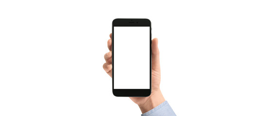 Hand holding smartphone device