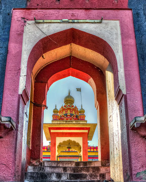 Colorful entrance of oldest heritage structure in Pune - Parvati Mahadeo Temple.